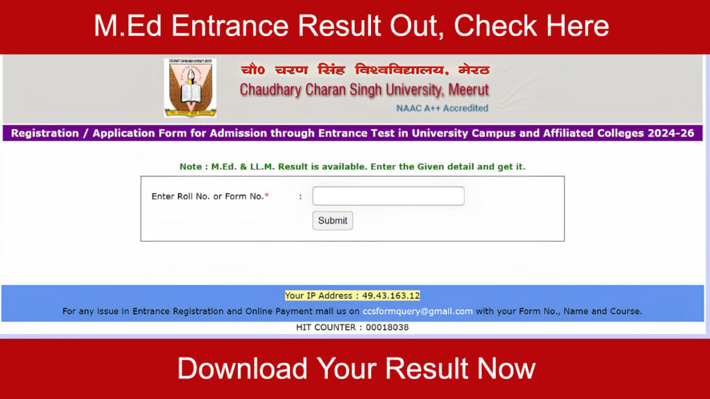 M.Ed Entrance result out